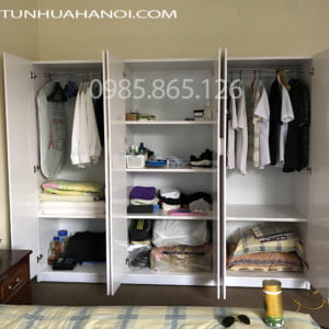 Tủ nhựa đài loan 6 cánh 3 buồng màu trắng