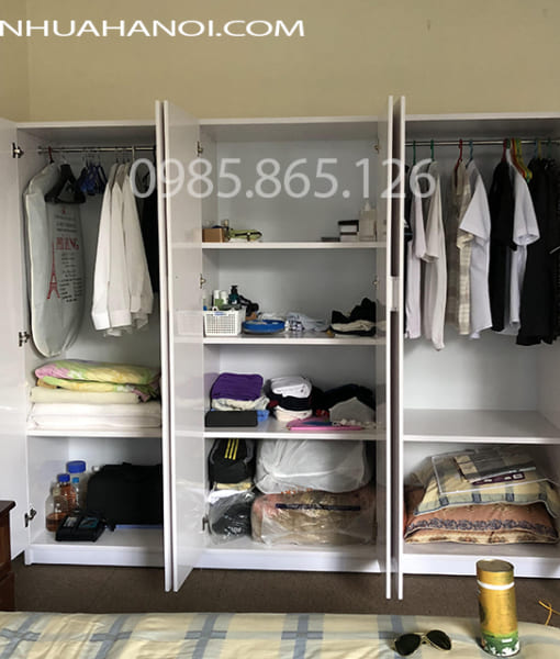 Tủ nhựa đài loan 6 cánh 3 buồng màu trắng