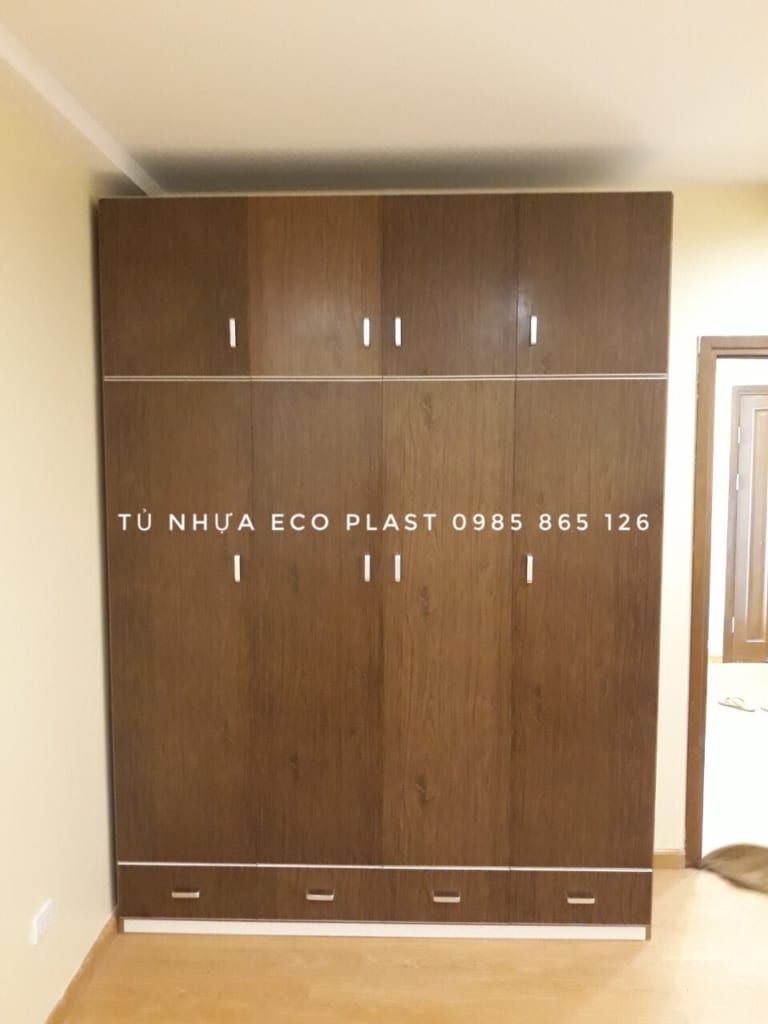 tủ nhựa người lớn 4 cánh có buồng chăn màn