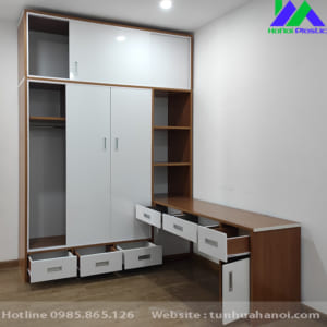 tủ nhựa cánh lùa liền bàn học