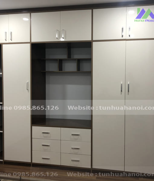 tủ quần áo nhựa liền kệ ti vi âm tường