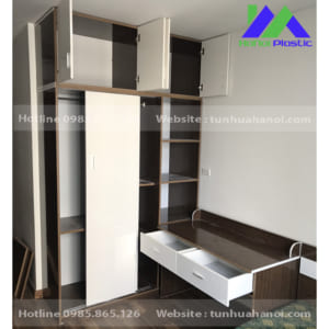 tủ nhựa cánh lùa kết hợp bàn học